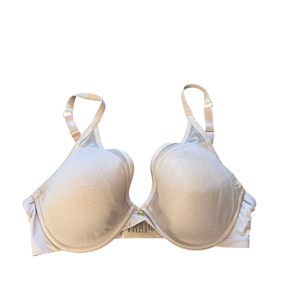 ThirdLove 24/7 Classic Uplift Plunge Bra Nude Beige Mesh Overlay 34E Underwire
